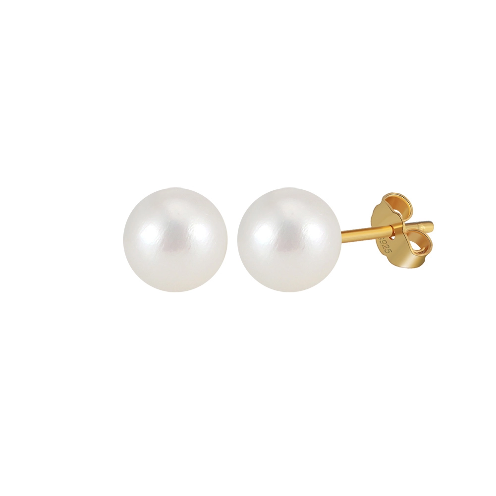 Bijuterii Perle Naturale - Cercei din Argint cu Perle Naturale de Cultură Sterling Gold