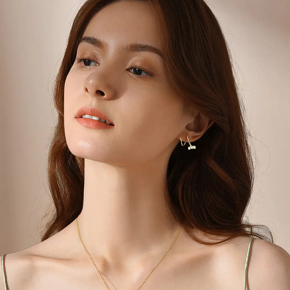 Produse Noi - Cercei din Argint cu Perle Naturale de Cultură Wave Pearl Climbers