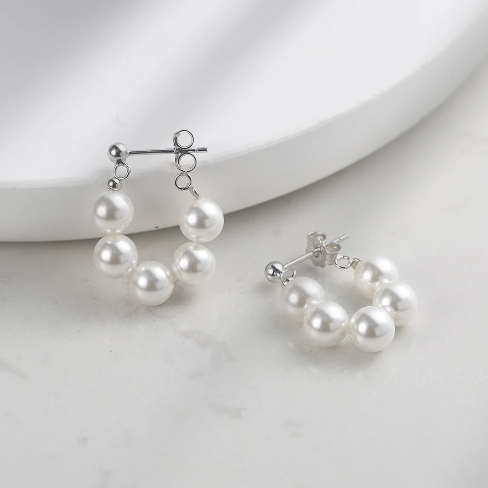 Produse Noi - Cercei din argint cu perle shell Arc Argintiu