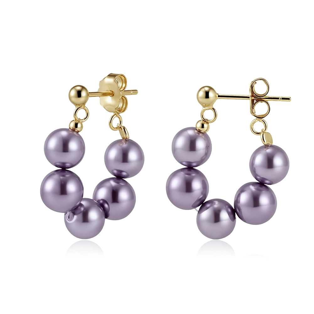 Produse Noi - Cercei din argint cu perle shell Arc Lavande Auriu