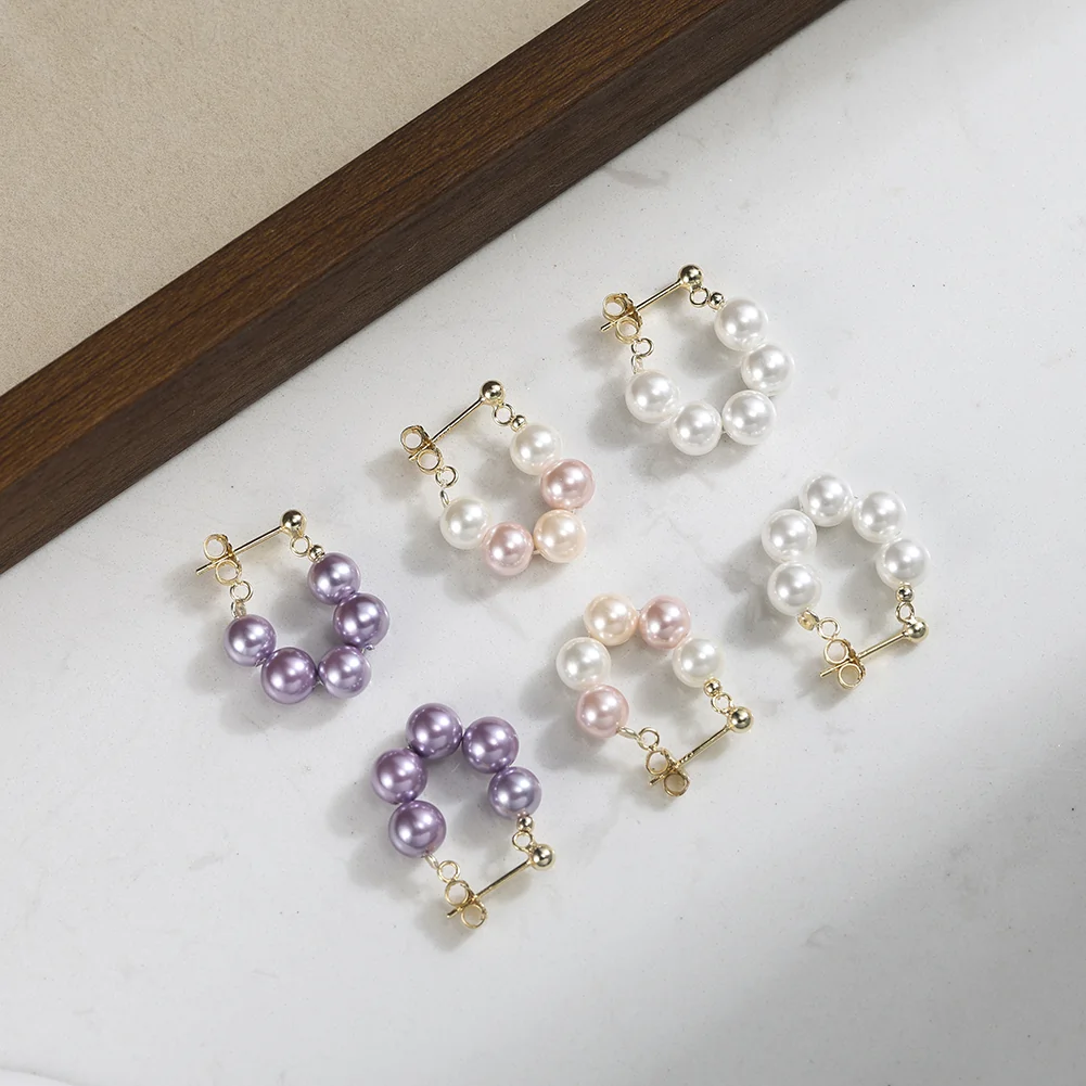 Produse Noi - Cercei din argint cu perle shell Arc Lavande Auriu