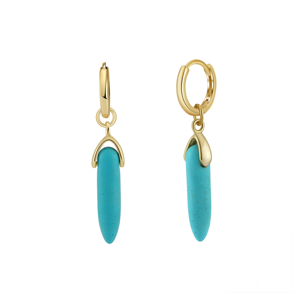 Cercei din argint - Cercei din Argint cu Piatră Naturală Turcoaz Elegant Turquoise Gold