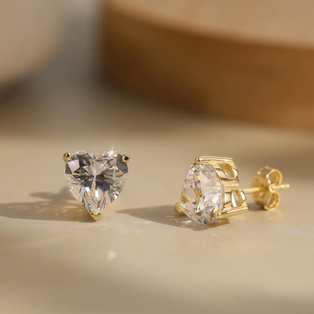 Cercei din argint - Cercei din argint cu zirconiu Amour Auriu