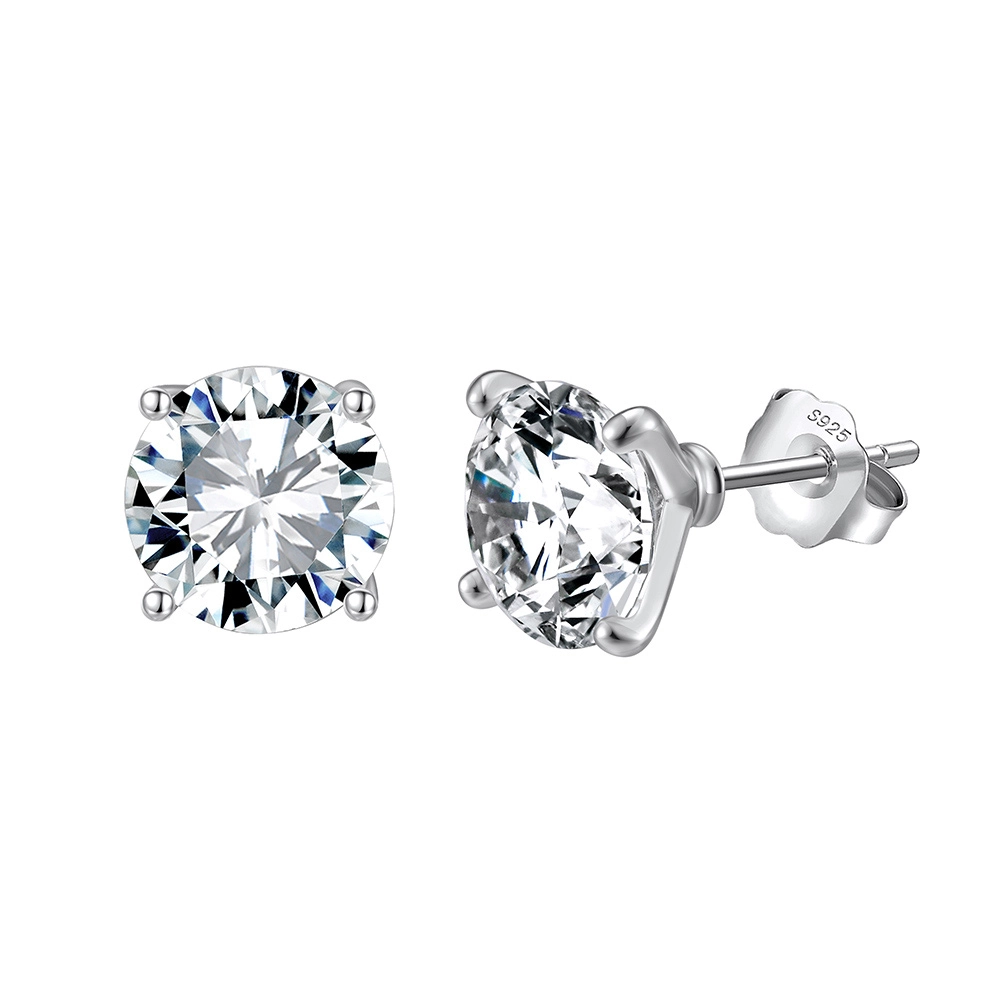 Cercei din argint - Cercei din argint cu zirconiu Luna Argintiu