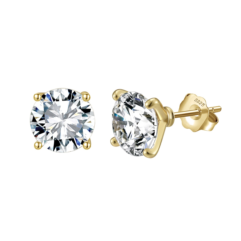 Cercei din argint - Cercei din argint cu zirconiu Luna Auriu