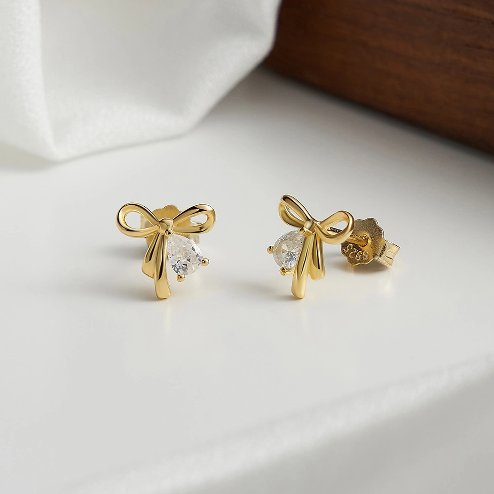 Cercei din argint - Cercei din argint cu zirconiu Noeud Auriu