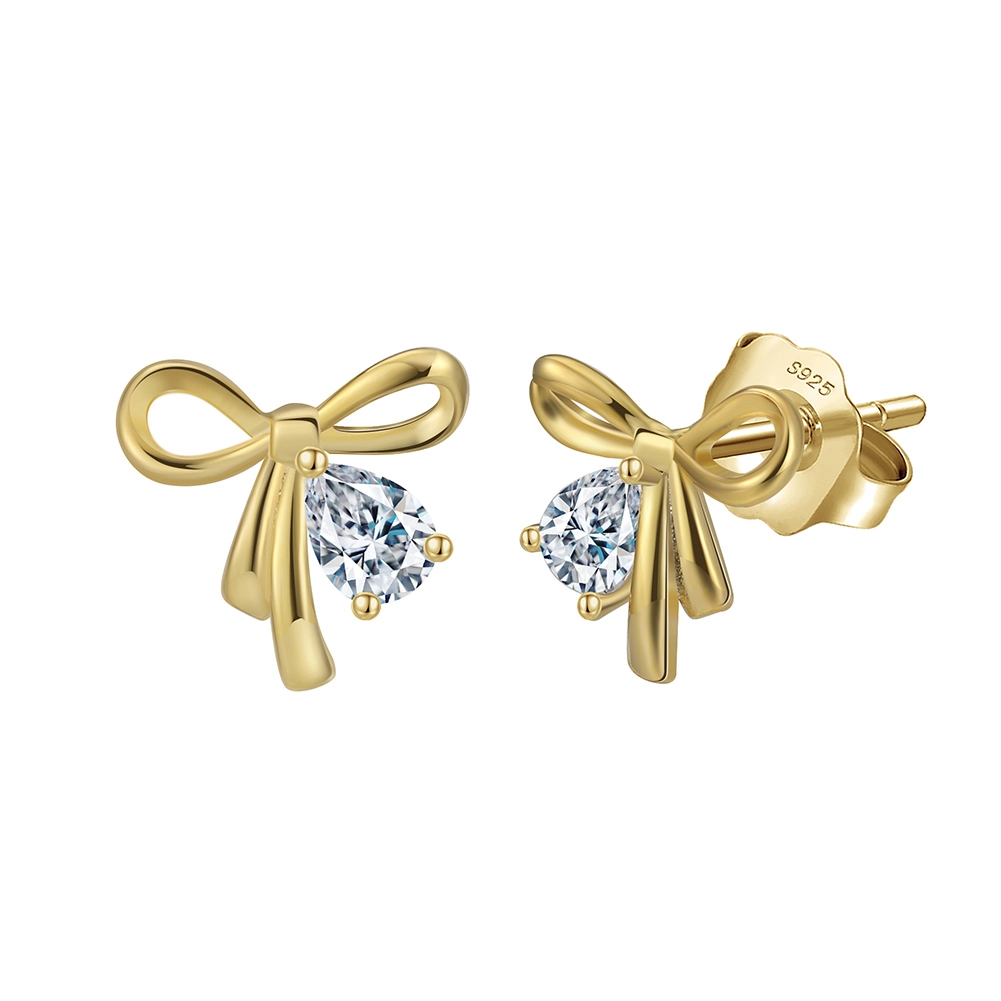 Cercei din argint - Cercei din argint cu zirconiu Noeud Auriu