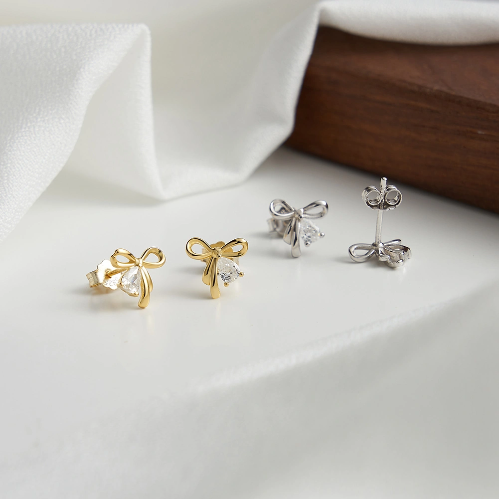 Cercei din argint - Cercei din argint cu zirconiu Noeud Auriu