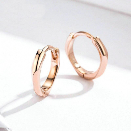 Cercei din argint Edge Hoop Rose Gold [4]