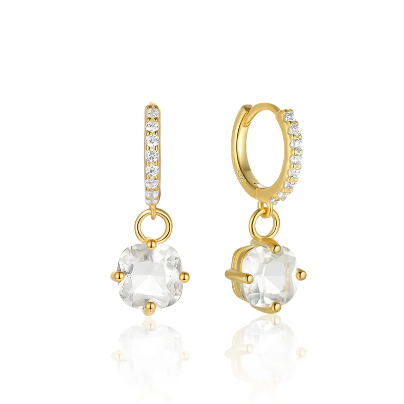 Cercei din argint - Cercei din Argint Elegant Drop Sparkle Hoops
