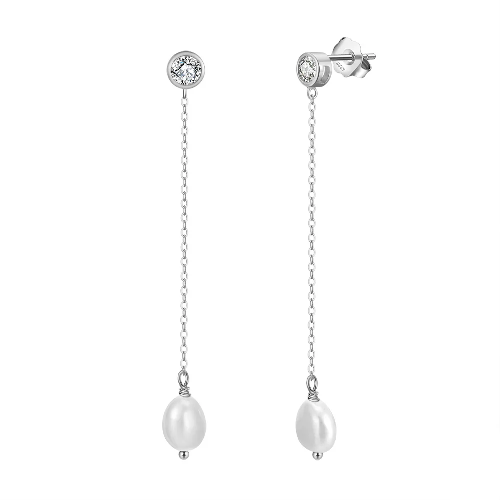Bijuterii Perle Naturale - Cercei din Argint Elegant Pearlesque Drops Silver