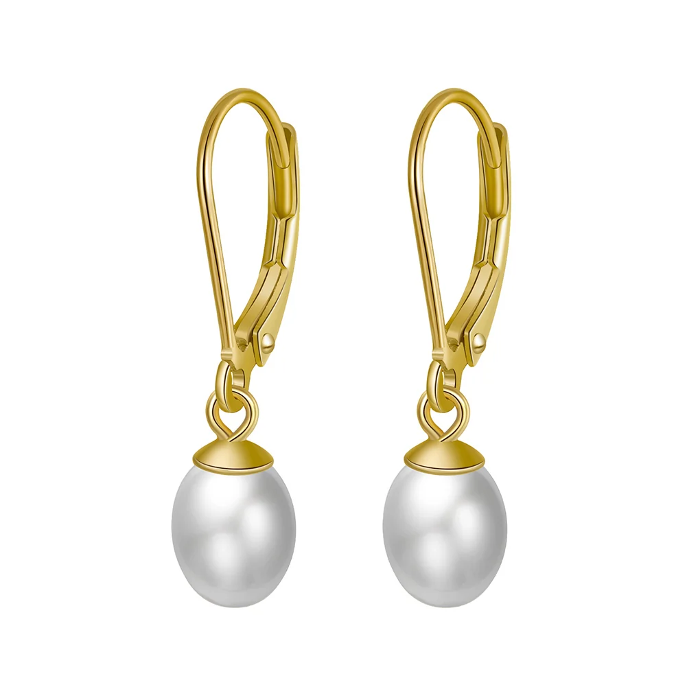 Bijuterii Perle Naturale - Cercei din Argint Golden Pearl Drops