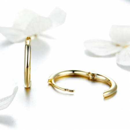 Cercei din argint Huggie Hoop Gold [4]