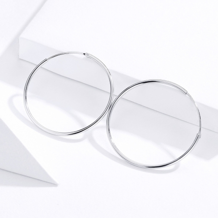 Cercei din argint Medium Round Hoop [4]