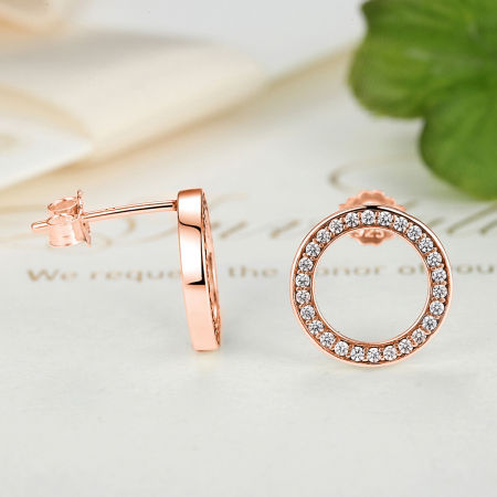 Cercei din argint - Cercei din argint Open Circle Rose