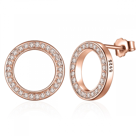 Cercei din argint - Cercei din argint Open Circle Rose