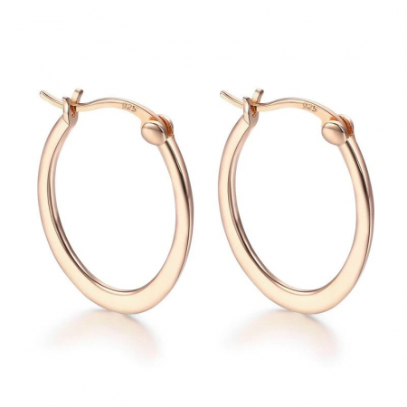 Cercei - Cercei din argint Oval Hoop Rose