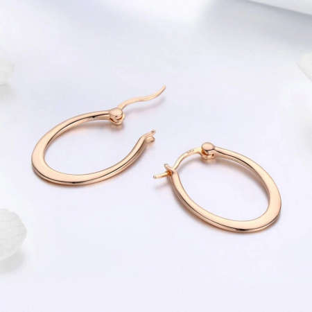 Cercei - Cercei din argint Oval Hoop Rose