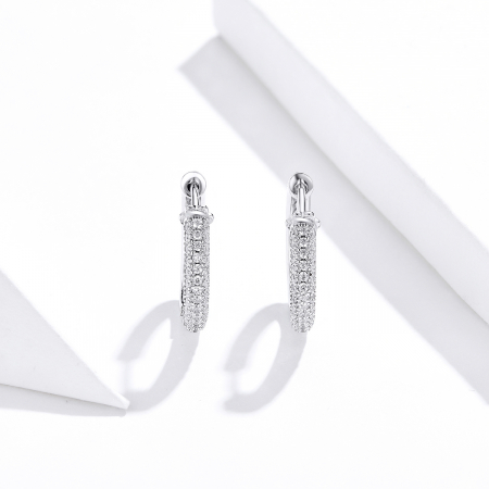 Cercei din argint - Cercei din argint Pave Lines Hoop
