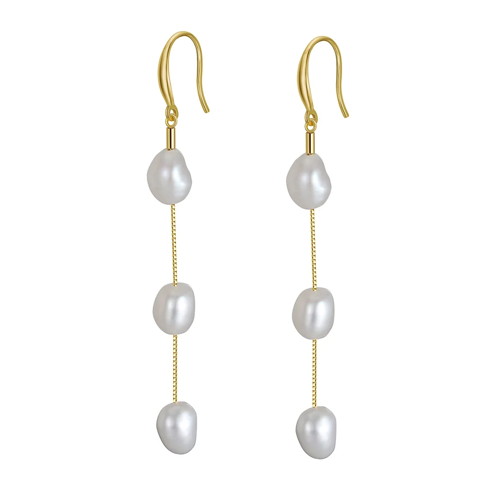 Bijuterii Perle Naturale - Cercei din Argint Pearl Cascade Elegance