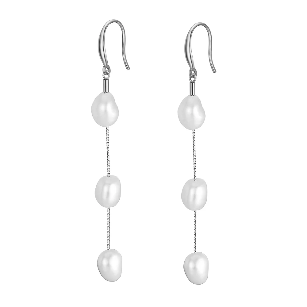 Bijuterii Perle Naturale - Cercei din Argint Pearl Cascade Elegance Silver
