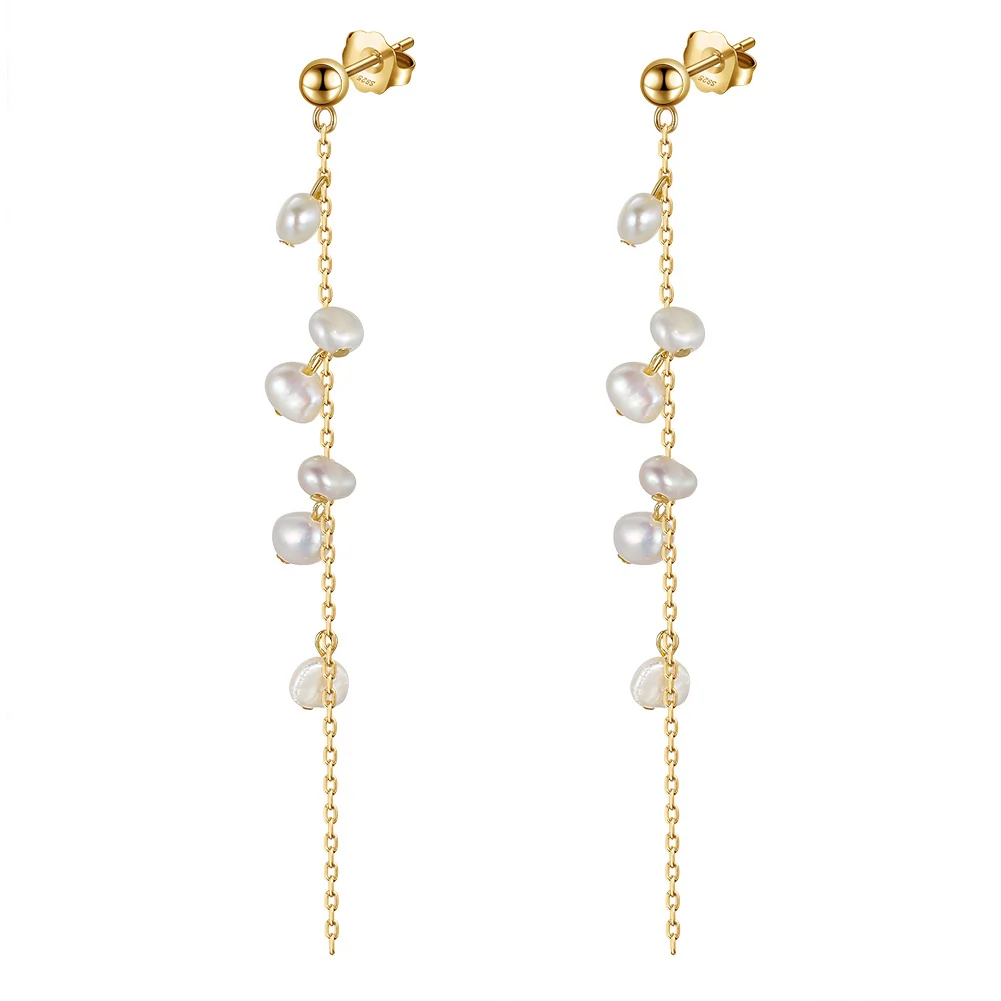 Produse Noi - Cercei din Argint Pearl Dewdrop Garland