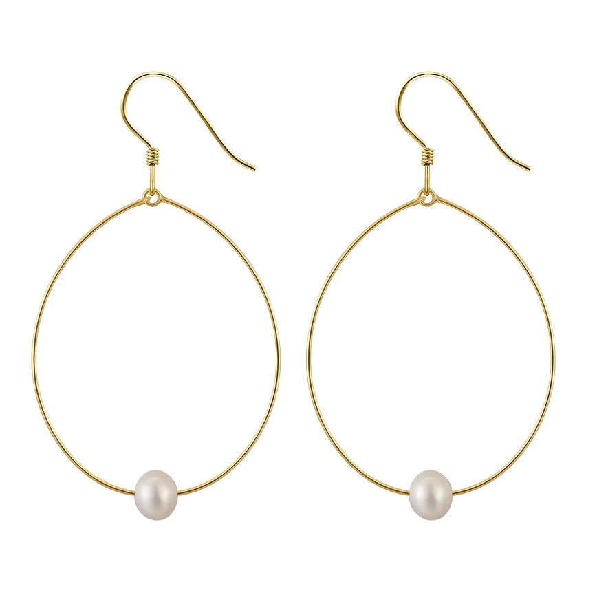 Bijuterii Perle Naturale - Cercei din Argint Pearl Orbit Hoops