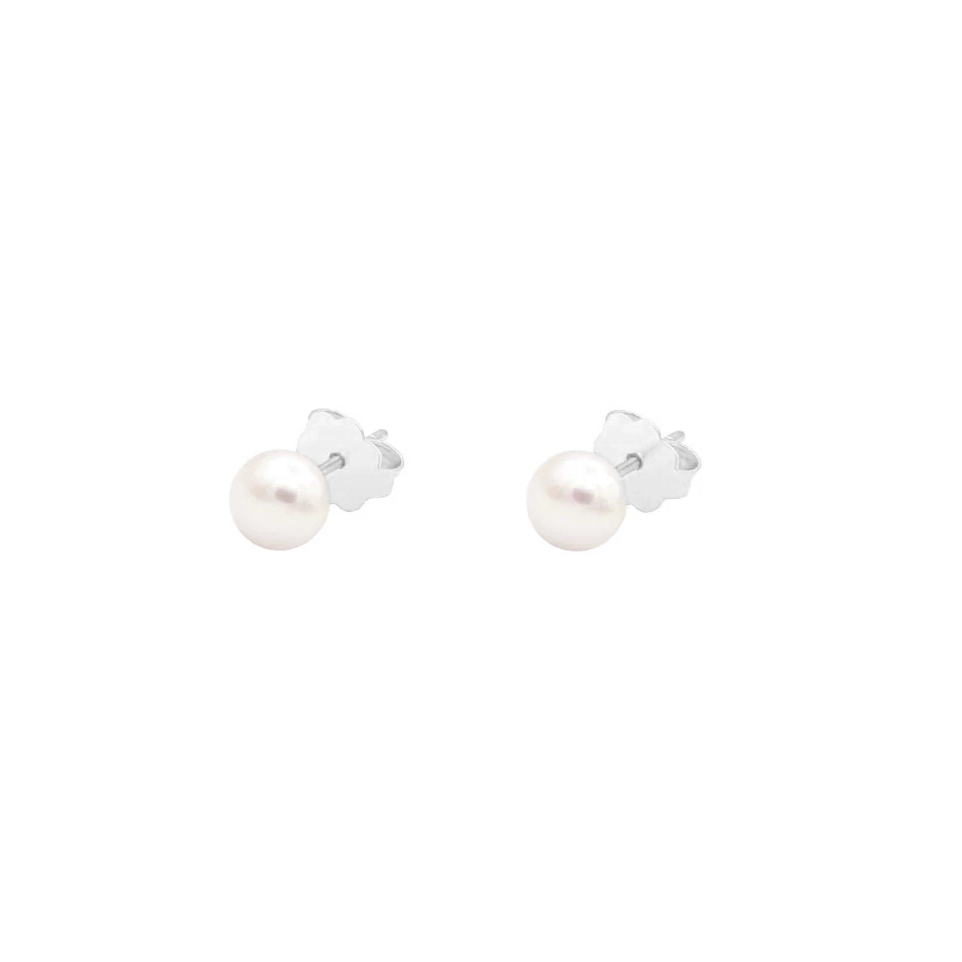 Bijuterii Perle Naturale - Cercei din argint cu perle naturale de cultură Studs Argintiu 5 mm