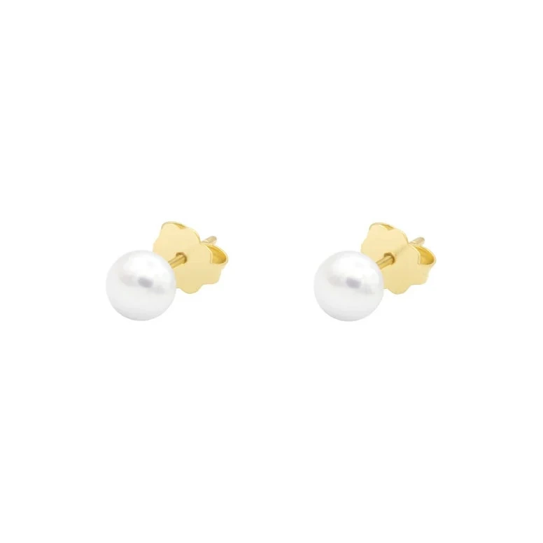 Cercei din argint - Cercei din argint cu perle naturale de cultură Studs Gold 7 mm