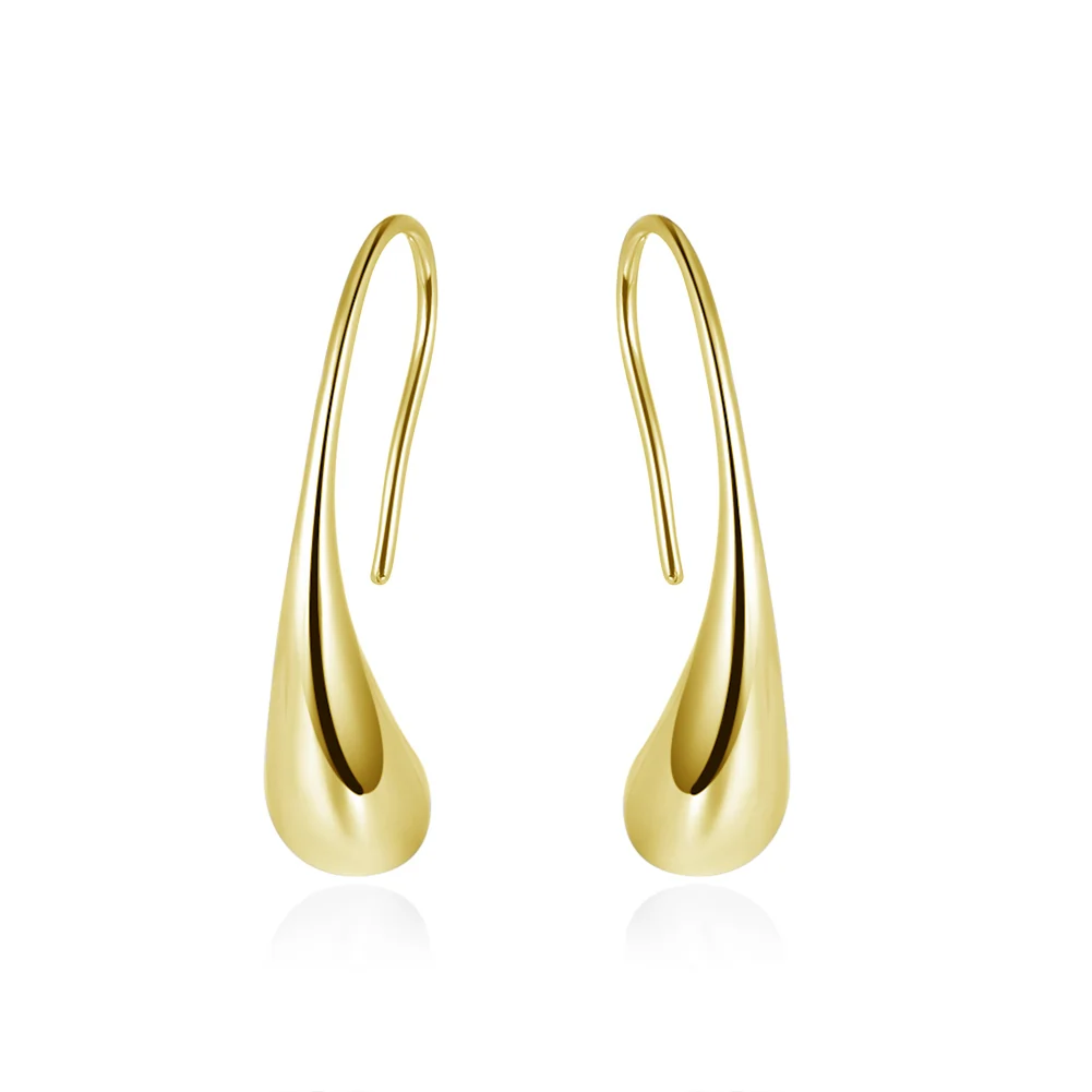 Cercei din argint - Cercei din Argint Sleek Gold Droplets