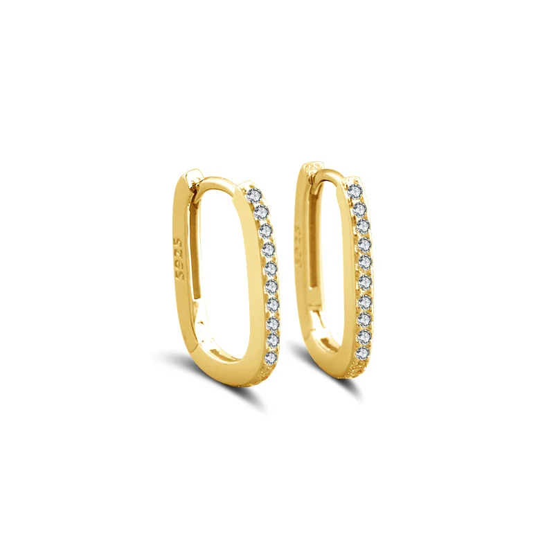 Cercei din argint - Cercei din Argint Sparkle Essence Hoops Gold