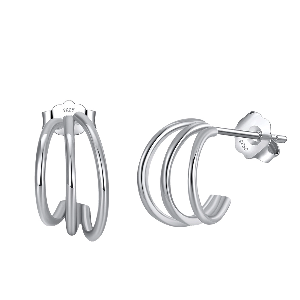 Cercei din argint - Cercei din Argint Triple Hoop Silver