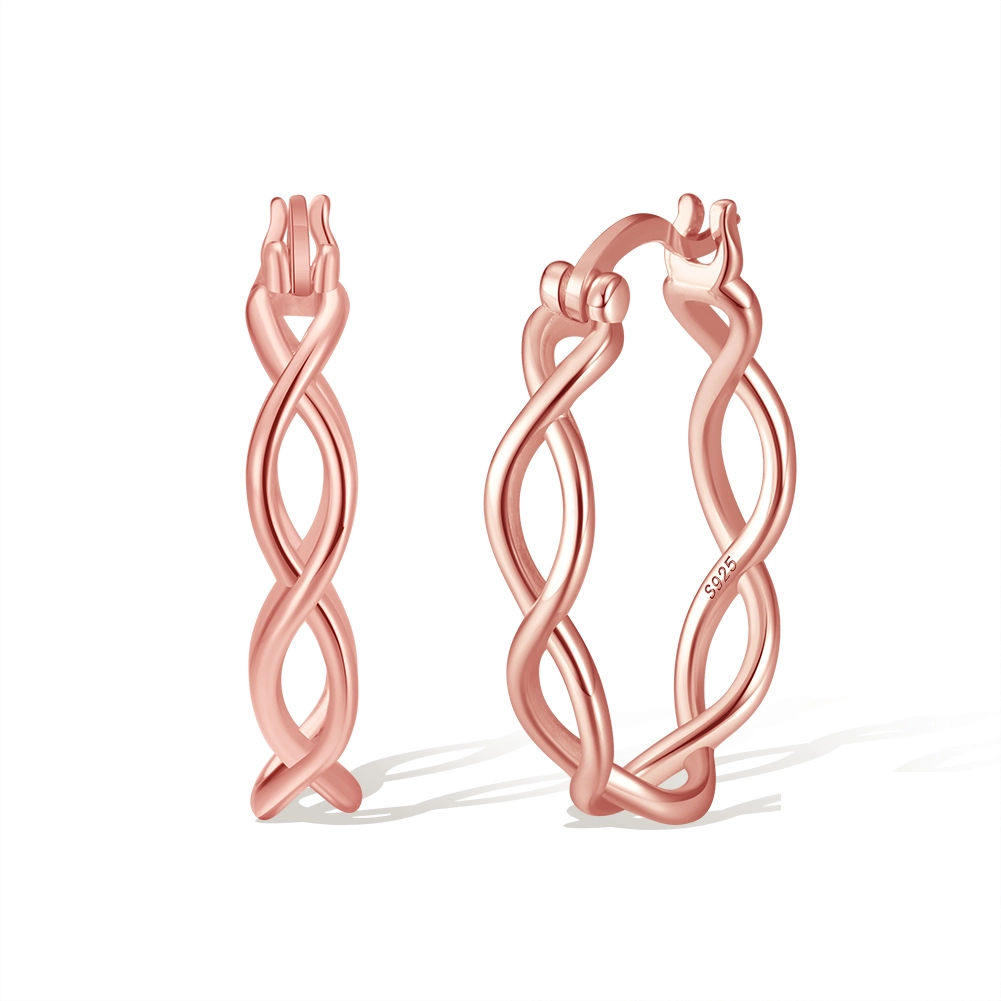 Cercei din argint - Cercei din Argint Twisted Rose Gold