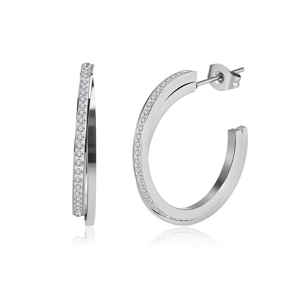 Produse Noi - Cercei Statement cu Cristale Zirconiu Arc Argintiu