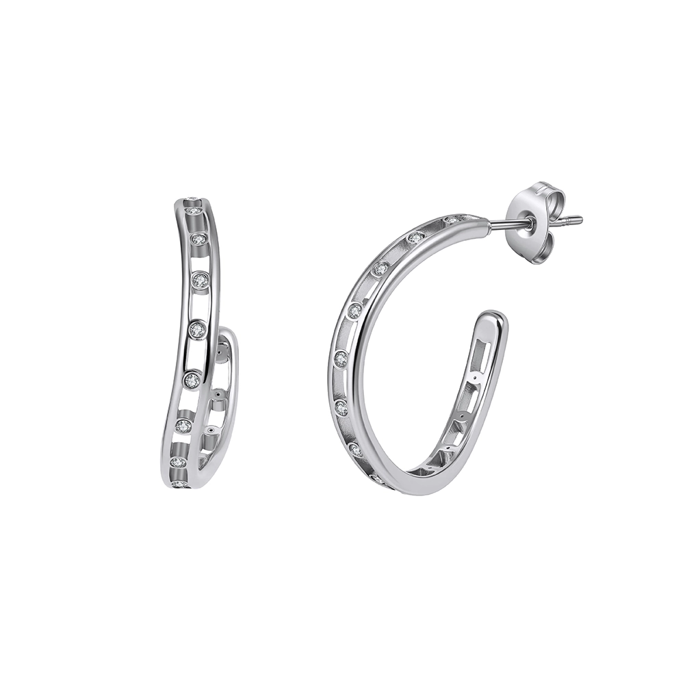 Produse Noi - Cercei Statement cu Cristale Zirconiu Rail Argintiu