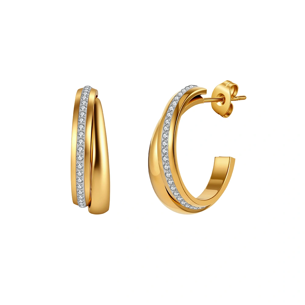 Produse Noi - Cercei Statement cu Cristale Zirconiu Twist Auriu