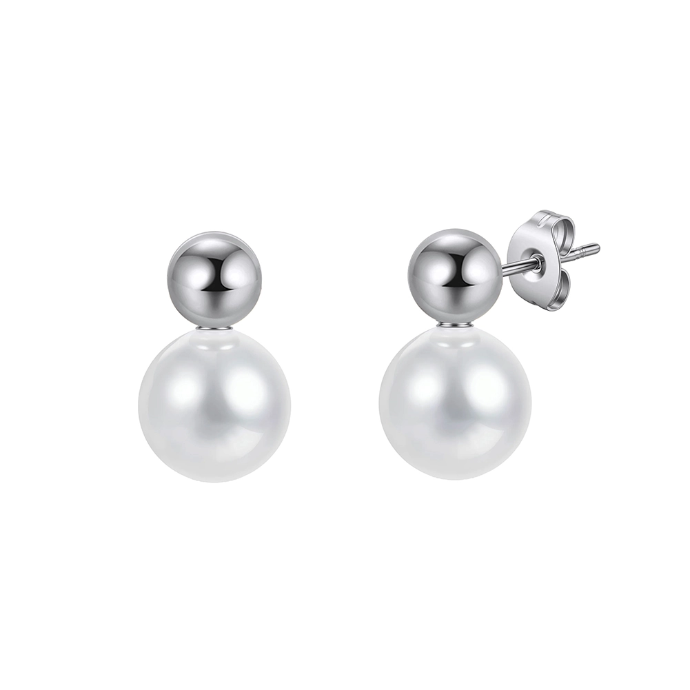 Produse Noi - Cercei Statement cu Perle Shell Duo Argintiu