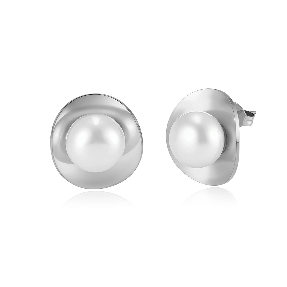 Cercei Statement - Cercei Statement cu Perle Shell Halo Argintiu