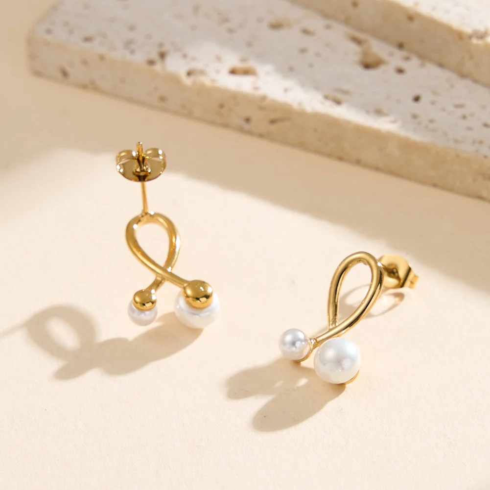 Cercei Statement - Cercei Statement cu Perle Shell Loop Auriu