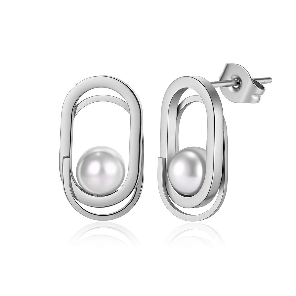 Cercei Statement - Cercei Statement cu Perle Shell Oval Argintiu