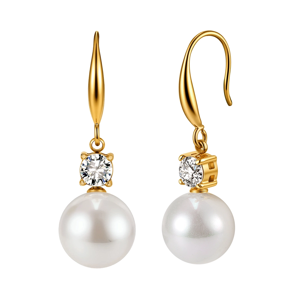 Cercei Statement - Cercei Statement cu Perle Shell și Cristale Zirconiu Lumina Auriu