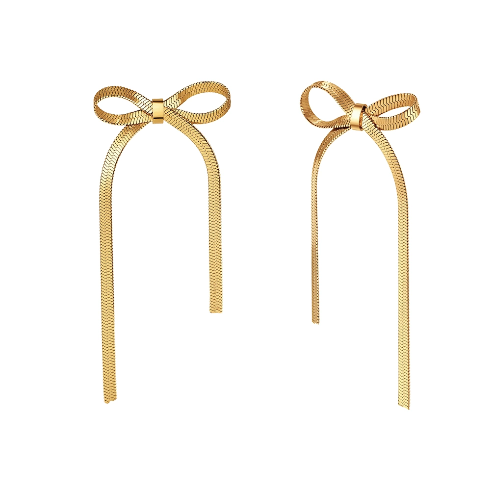 Produse Noi - Cercei Statement Fundă Bow Auriu