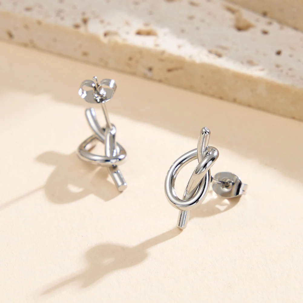 Sale - Cercei Statement Nod Knot Argintiu