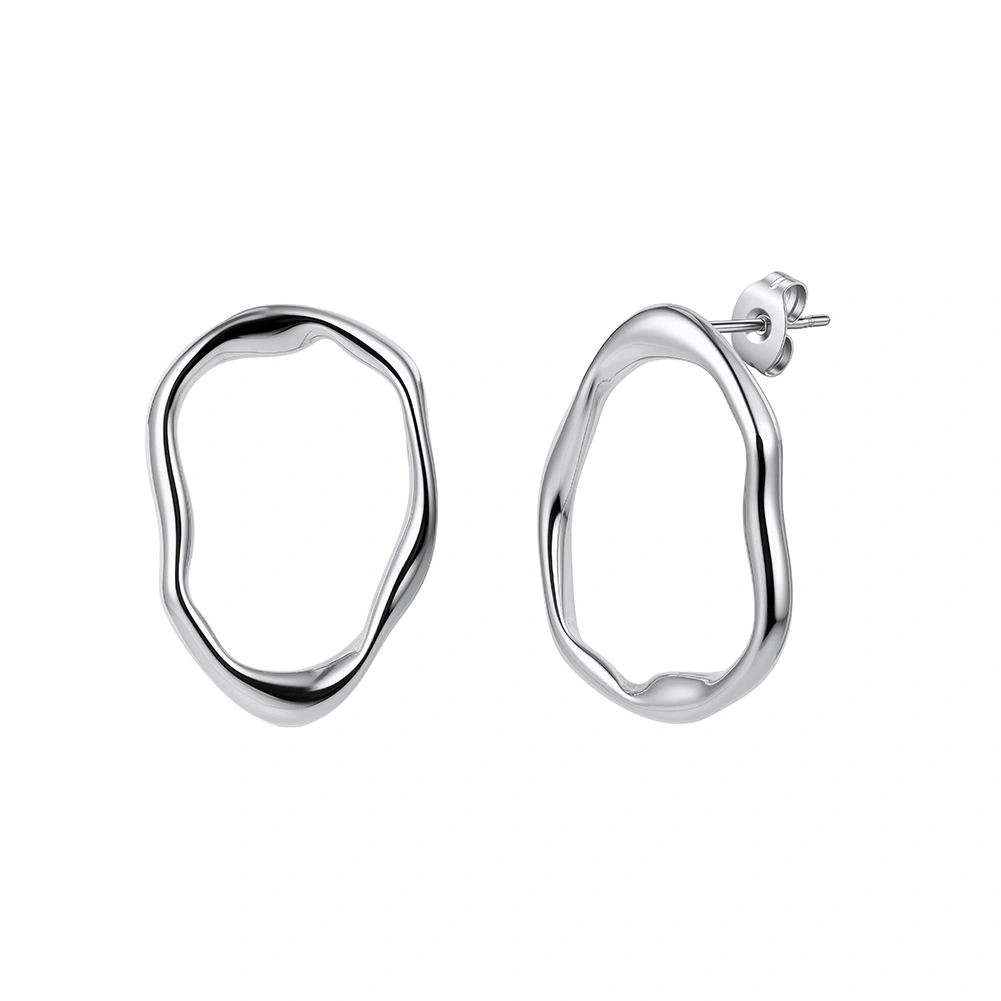 Produse Noi - Cercei Statement Organic Flow Argintiu