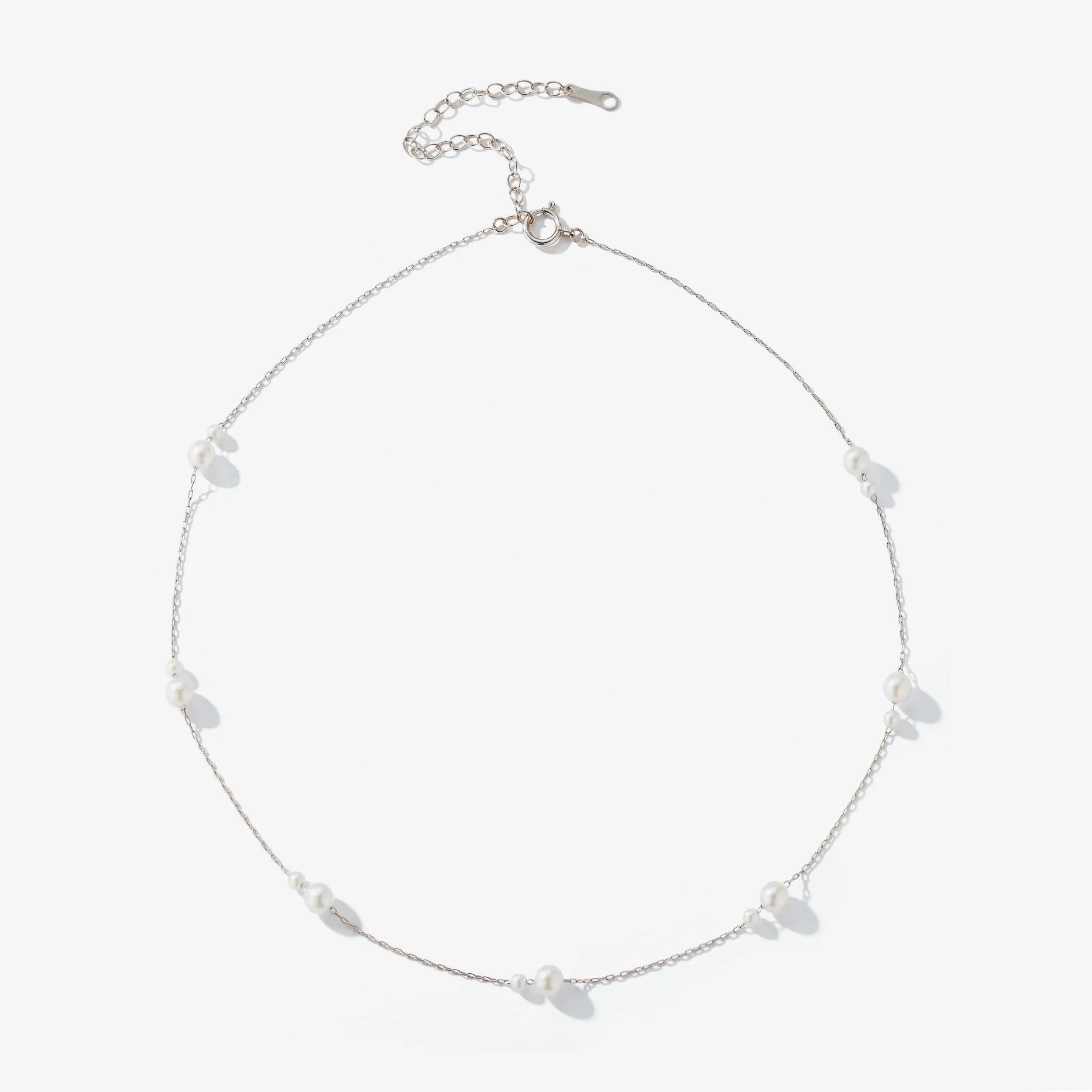 Bijuterii Perle Naturale - Colier argint cu perle naturale de cultură large silver. Perola Collection