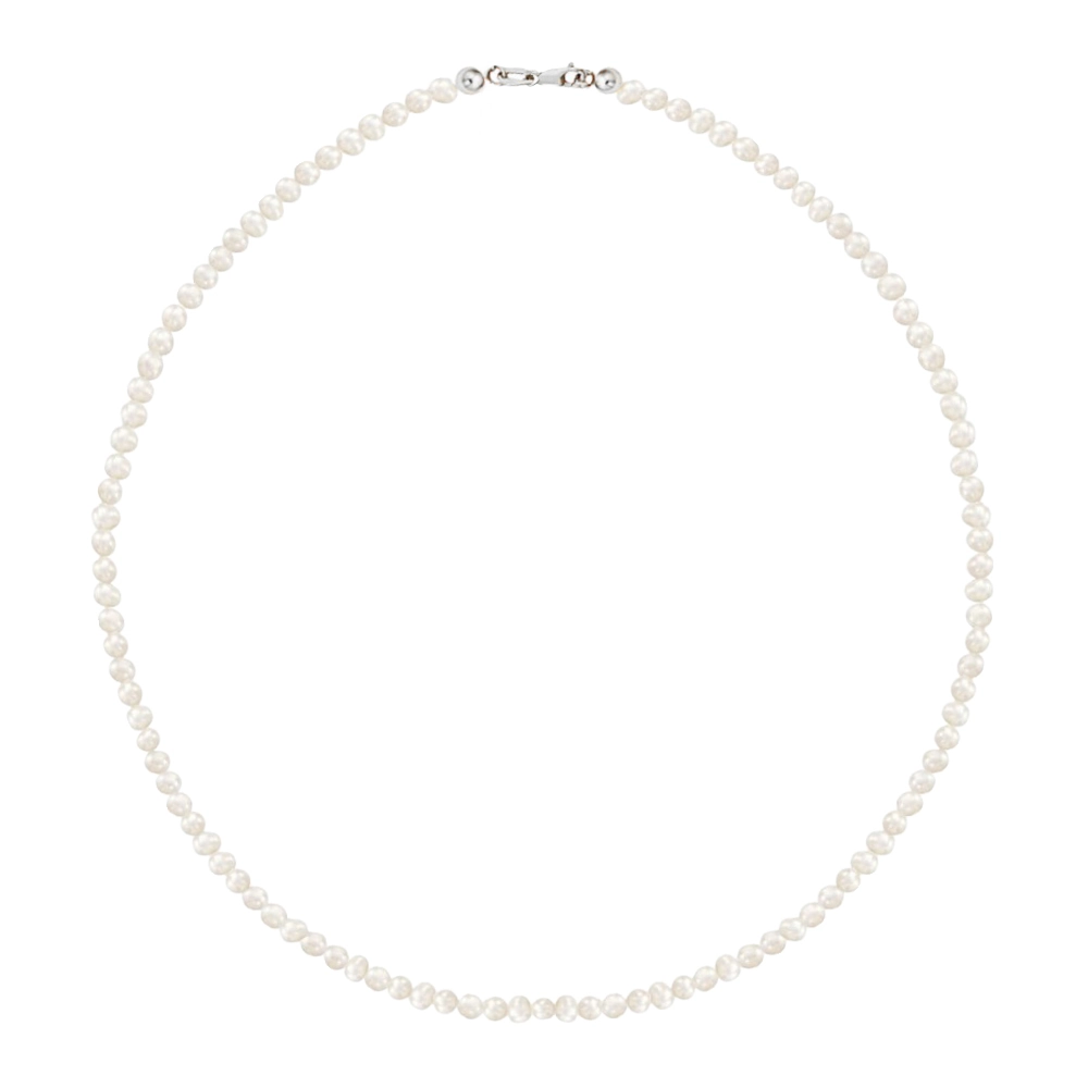 Coliere din argint - Colier Argint cu perle naturale de cultură Small Pearl String Argintiu