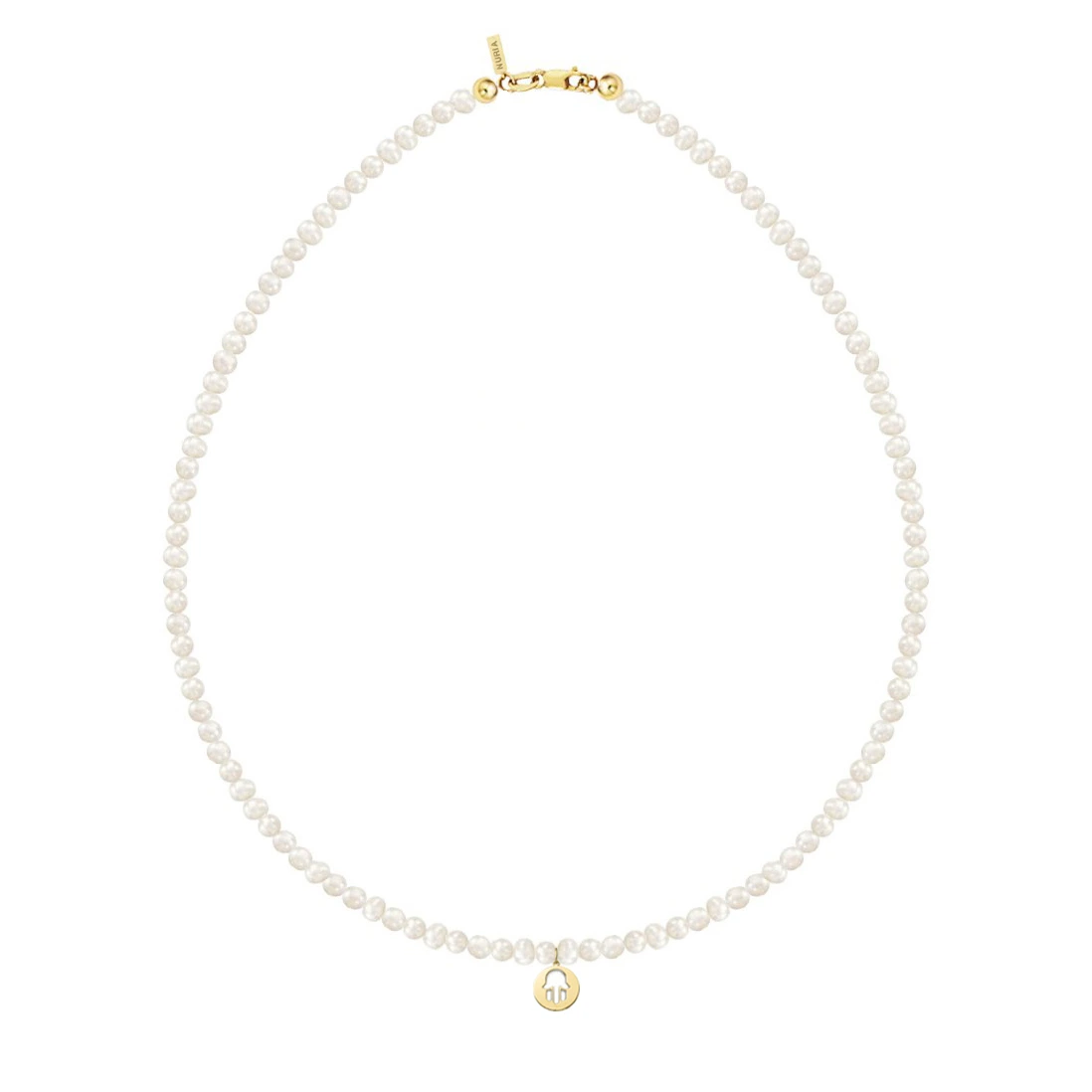 Bijuterii Perle Naturale - Colier Argint cu perle naturale de cultură Small String Hamsa Auriu