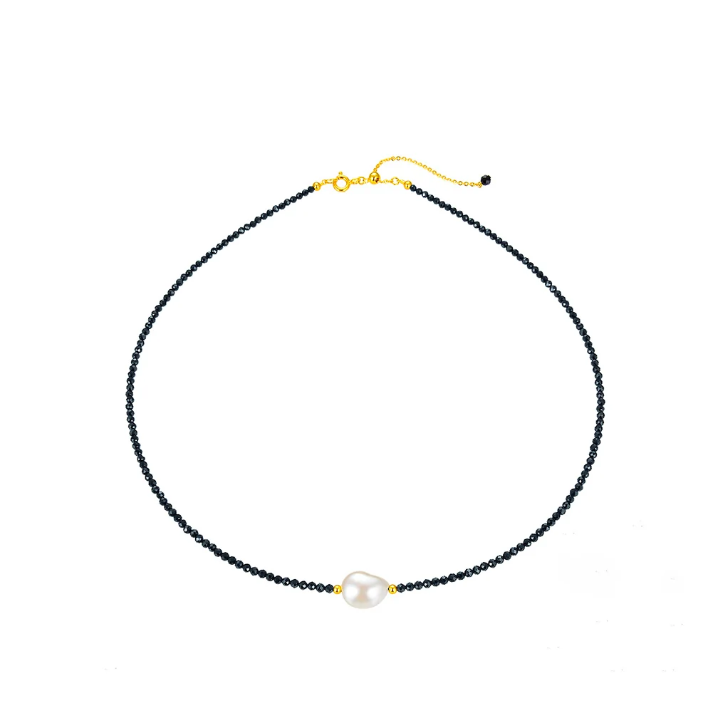 Bijuterii Perle Naturale - Colier din Argint Black Bead Spinel and Pearl