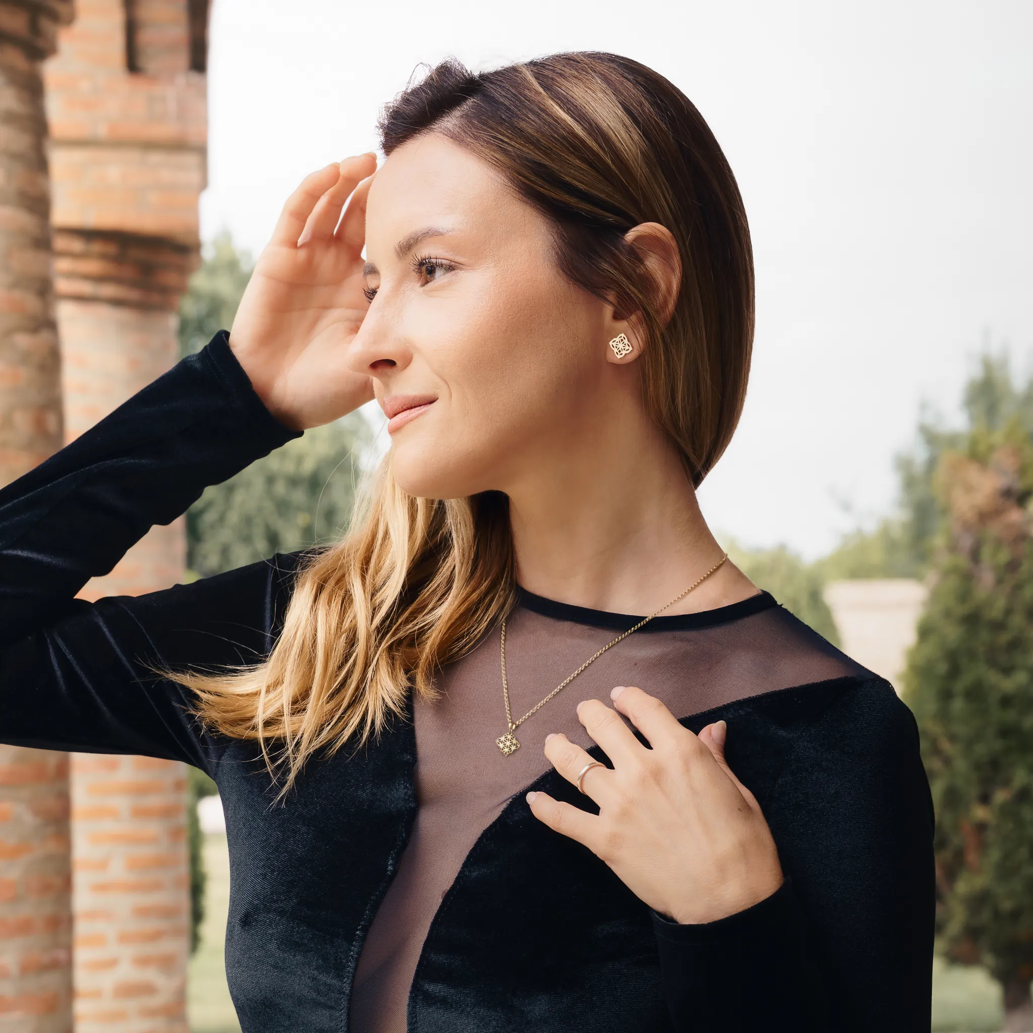 Coliere din argint - Colier din argint Compas Auriu Inner Code