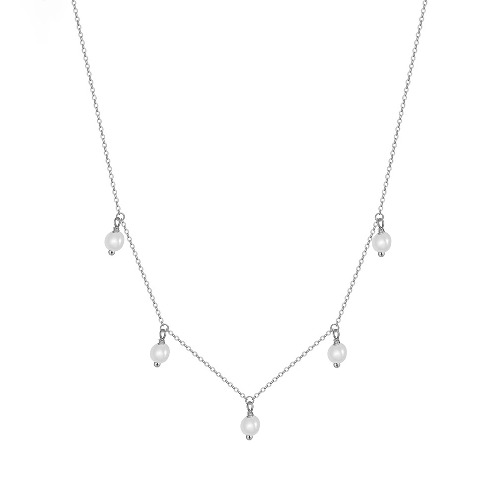 Bijuterii Perle Naturale - Colier din Argint cu Perle Naturale de Cultură Dewdrop Garland Silver